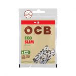Embalagem de Filtro para Cigarro OCB Slim Ecológico 6mm, destacando as 120 unidades.