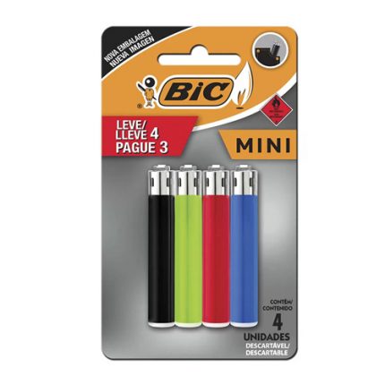 Isqueiro Bic Mini Cartela Leve 4 Pague 3