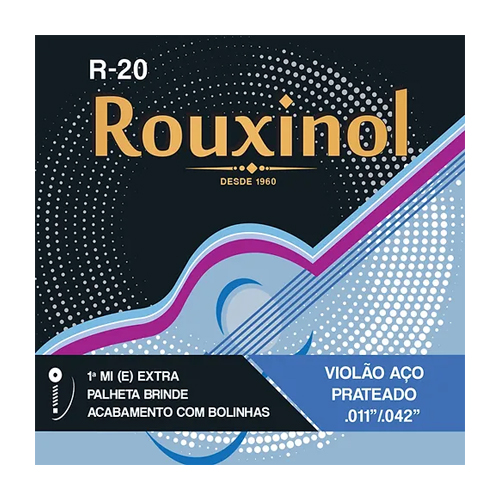 11418-ENCORDOAMENTO-ROUXINOL-VIOLAO-ACO-COM-BOLINHA-N20 Encordoamento Rouxinol Violão Aço com Bolinha