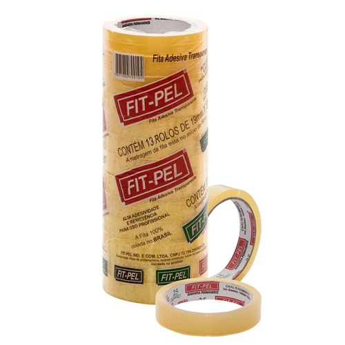 10469-FITA-ADESIVA-FIT-PEL-19MM-50M-ROLO-COM-13-UNIDADES Fita Adesiva Fit-Pel 19mm X 50m