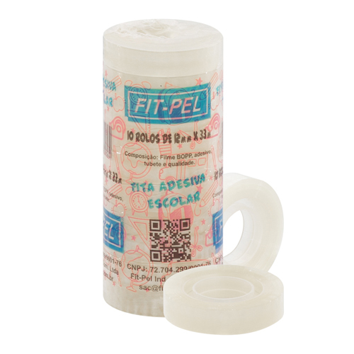 12589-FITA-ADESIVA-FIT-PEL-12MM-33M-ROLO-COM-10-UNIDADES Fita Adesiva Fit-Pel 12mm X 33m