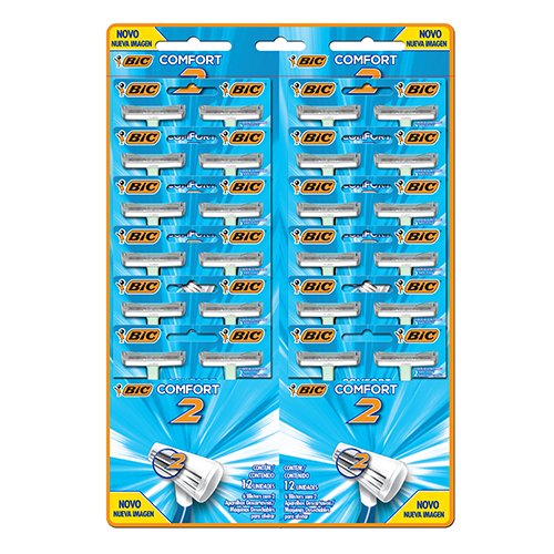 10256-BIC-COMFORT-TWIN-NORMAL-AZUL-12X2 Aparelho de Barbear Bic Comfort Twin Normal Cartela c/24 - Imagem 1