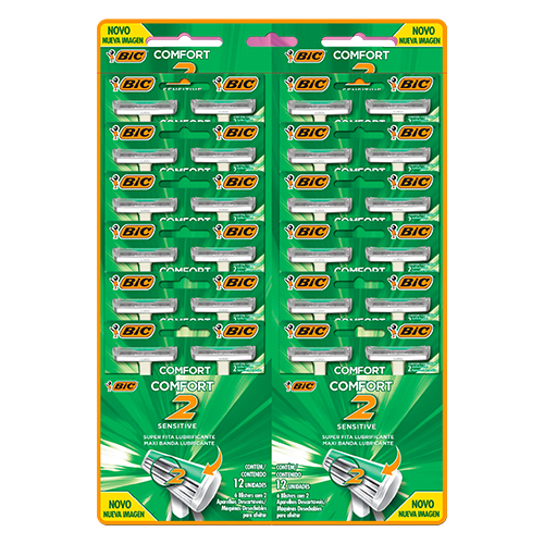 10257-BIC-COMFORT-TWIN-SENSITIVE-VERDE-12X2 Aparelho de Barbear Bic Comfort Twin Sensitive Cartela c/24 - Imagem 1