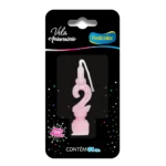 Vela de Aniversário Rosa Número 2