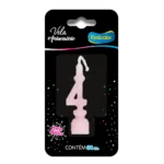 Vela de Aniversário Rosa Número 4