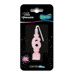 Vela de Aniversário Rosa Número 6