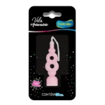 Vela de Aniversário Rosa Número 8