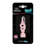 Vela de Aniversário Rosa Número 9