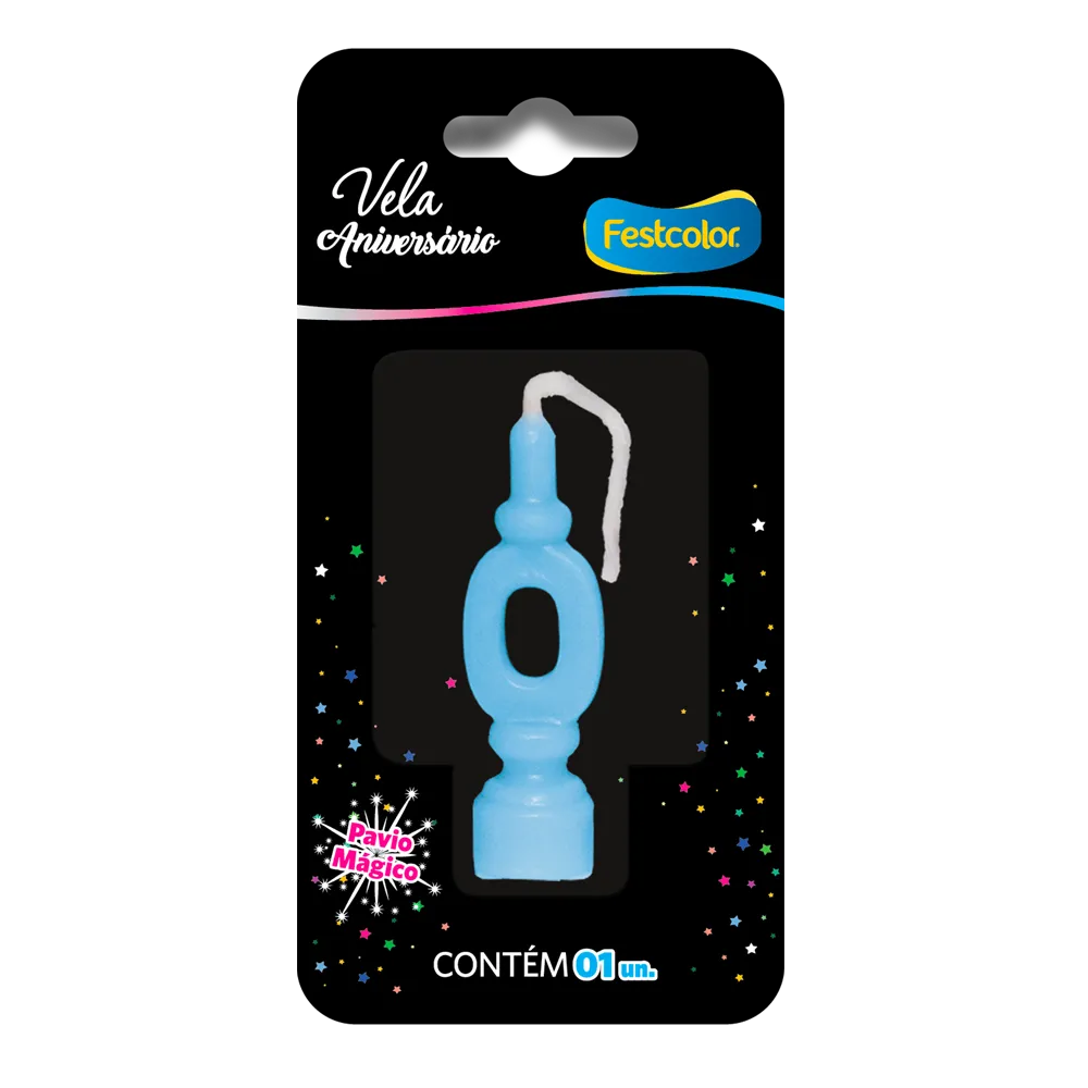 12870-VELA-DE-ANIVERSARIO-NUMERO-00-AZUL Vela de Aniversário Azul Número 0 - Imagem 1