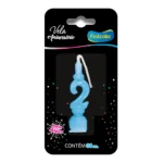 Vela de Aniversário Azul Número 2