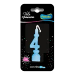 Vela de Aniversário Azul Número 4