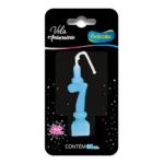 Vela de Aniversário Azul Número 7