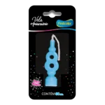 Vela de Aniversário Azul Número 8