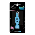 Vela de Aniversário Azul Número 9