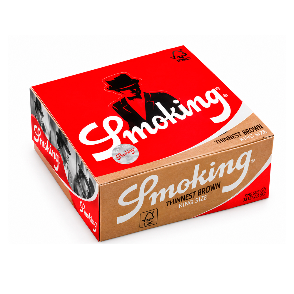 13096-PAPEL-SMOKING-KING-SIZE-THINNEST-BROWN-DISPLAY Papel de Seda Smoking King Size Thinnest Brown Display com 50 - Imagem 1