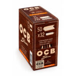 Papel de Seda OCB King Size Brown: natural, sem cloro e de queima lenta Display com 50